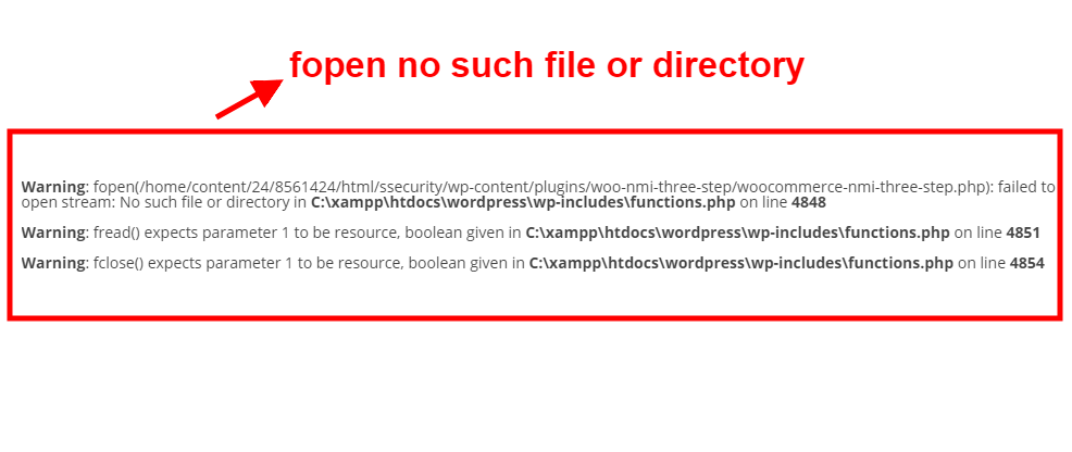 fopen no such file or directory error after migrating wordpress site