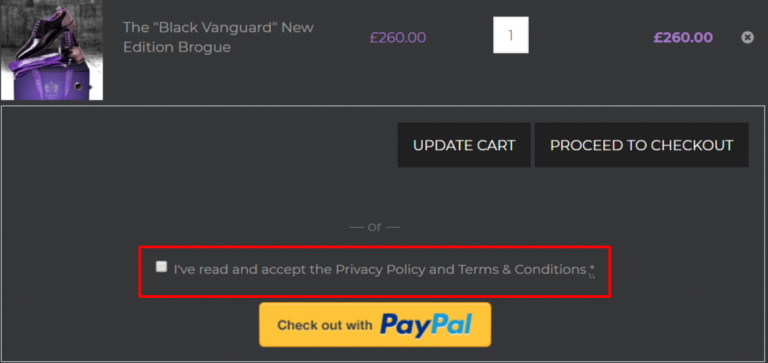 add checkbox before checkout with paypal button woocommerce