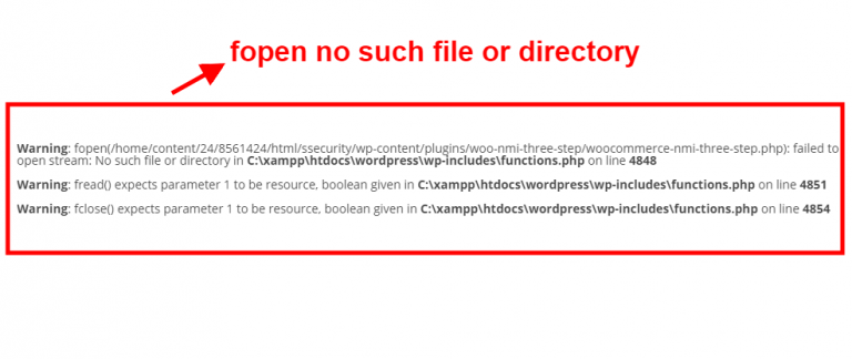 fopen no such file or directory error after migrating wordpress site