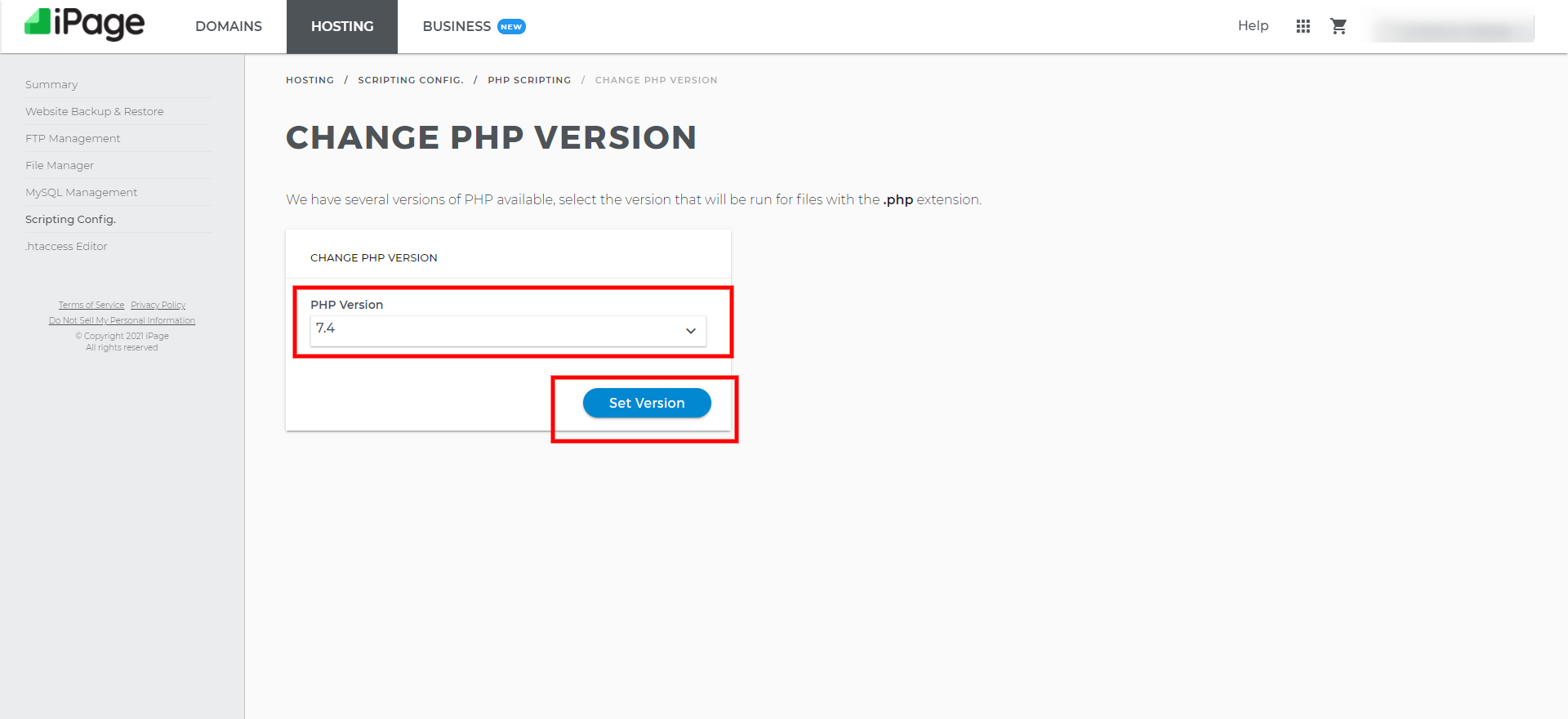 update php version