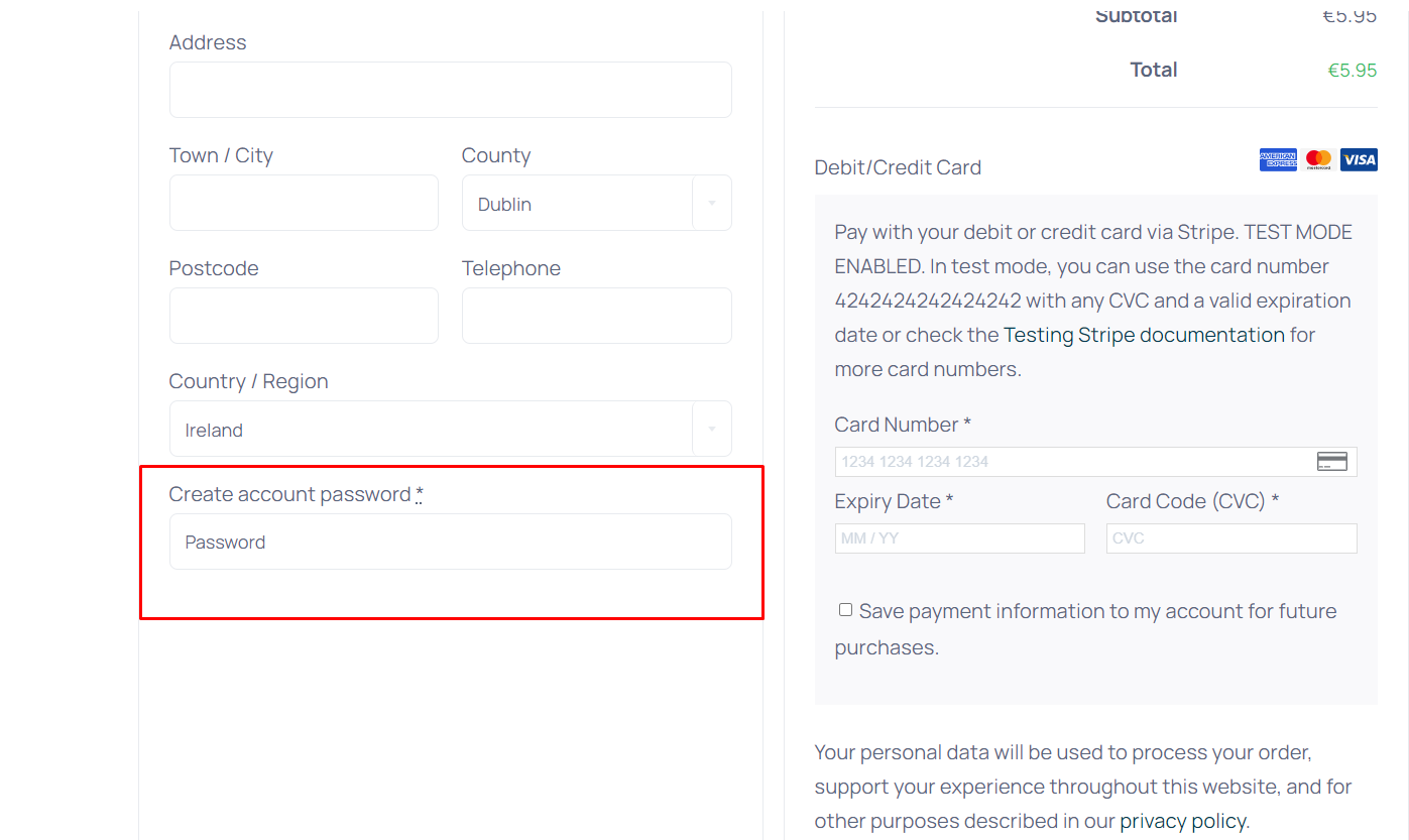 Woocommerce default password field